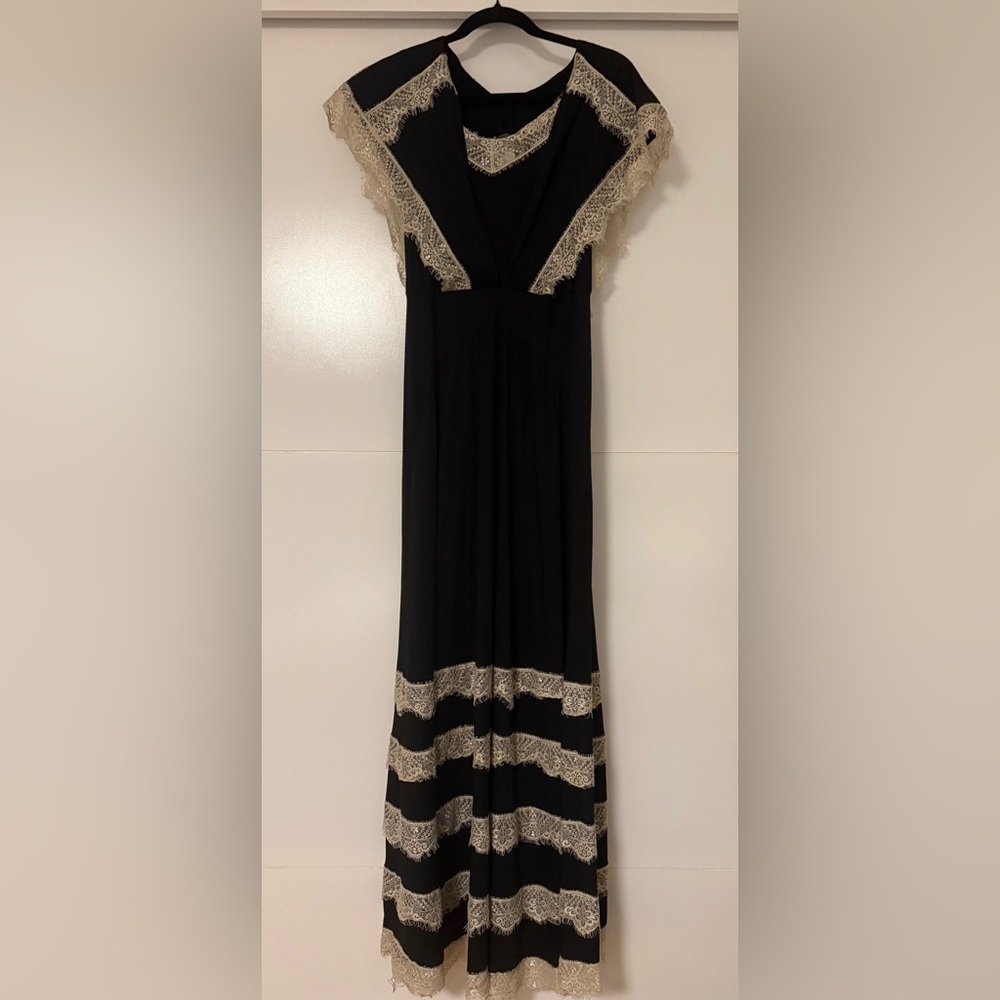 Black Lace-Trim Maxi Dress